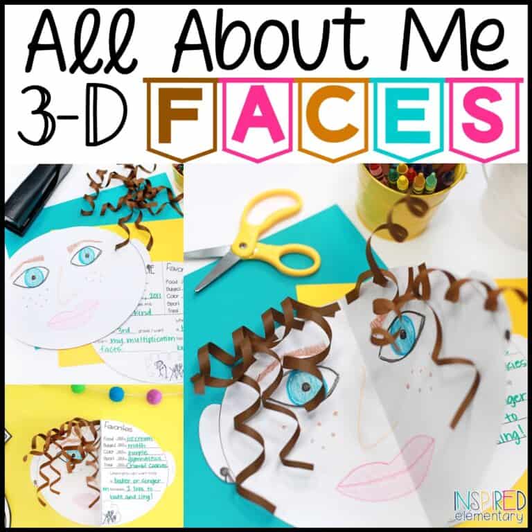 All about me writing activity 3 d faces inspired elementary