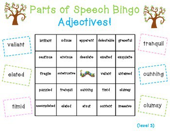 Vocabulary List #3 Bingo Card