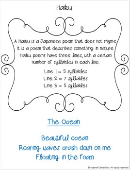 Haiku Poetry Freebie Inspired Elementary