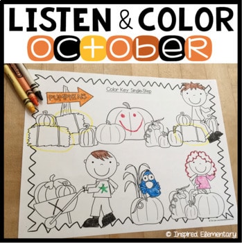 Listen and Color October | Following Directions Activities | Listening Skills