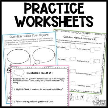 quotation marks worksheets activities and games inspired elementary