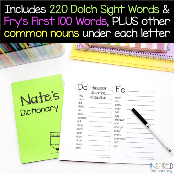 Student Dictionary Spelling Dictionary Personal Dictionary Sight Words List - Image 2