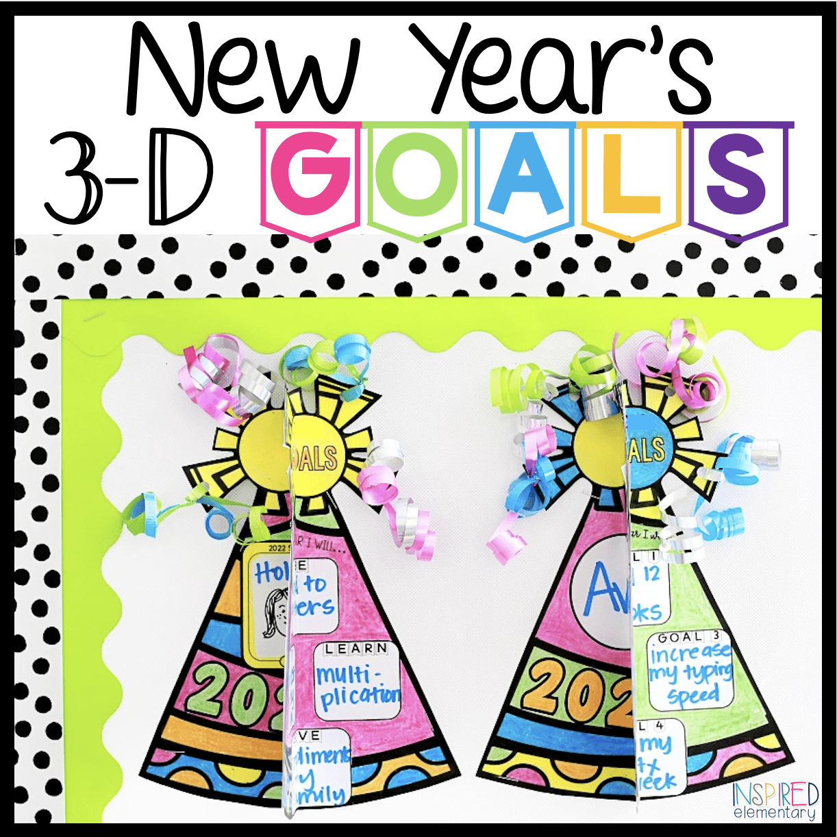 Student Vision Board Clip Art Activity, New Year's Goal Setting,2024,project