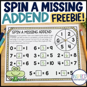 Spin A Missing Addend Freebie!