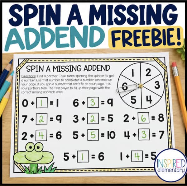 Spin A Missing Addend Freebie!
