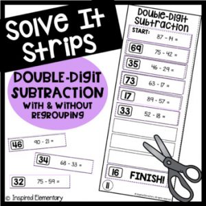 Double Digit Subtraction With Regrouping Solve It Strips®