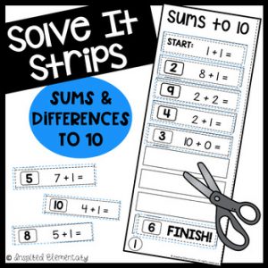 Sums and Differences to 10 Solve It Strips®