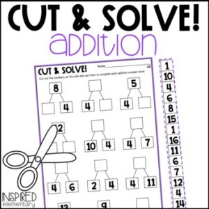 Addition Math Facts | Cut & Solve Addition Facts Practice