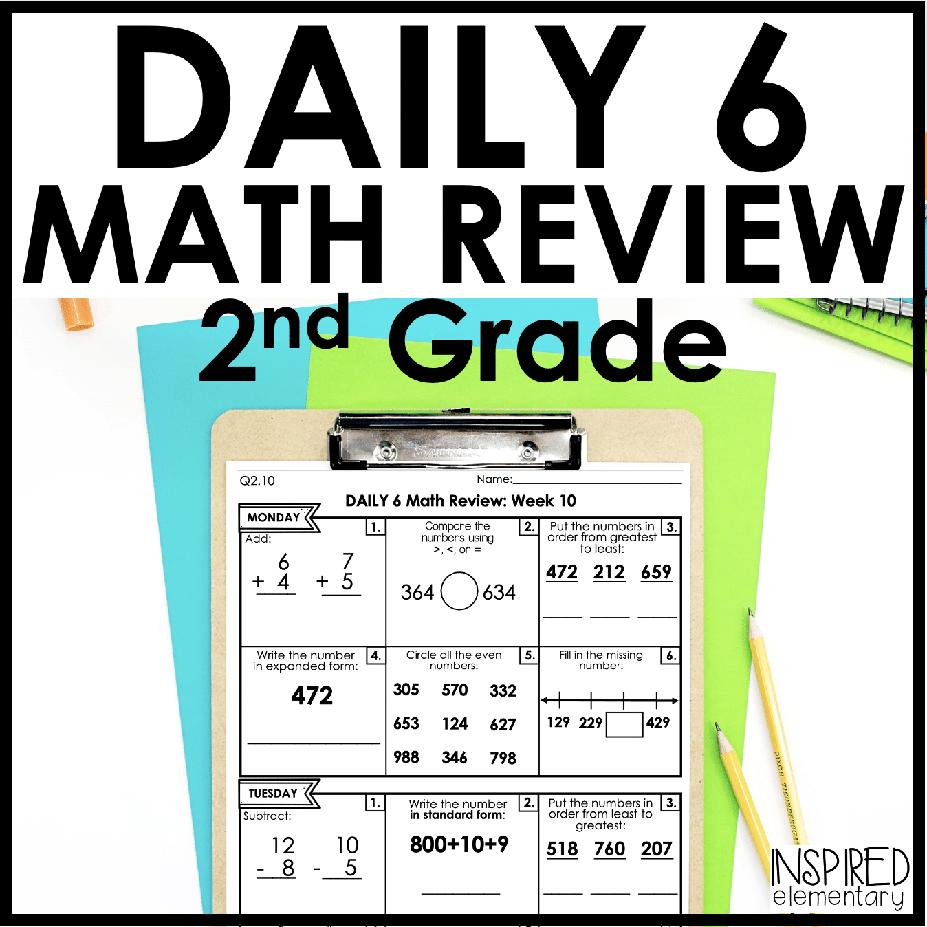 Inspired　Math　Spiral　Math　Review　Warm　DAILY　·　Morning　Work　Up　Elementary　2nd　Grade