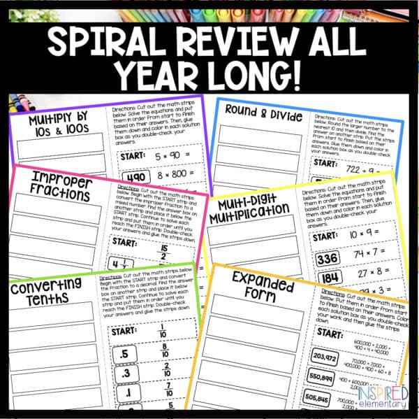 4th Grade Math Centers | No Prep Activities | Games & Puzzles | Spiral Review - Image 5